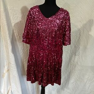 Maner Sparkling Pink Sequin Romper, size extra‎ large, NWT